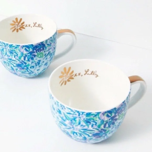 Lilly Pulitzer | Blue & Gold Mug Set - Picture 1 of 2
